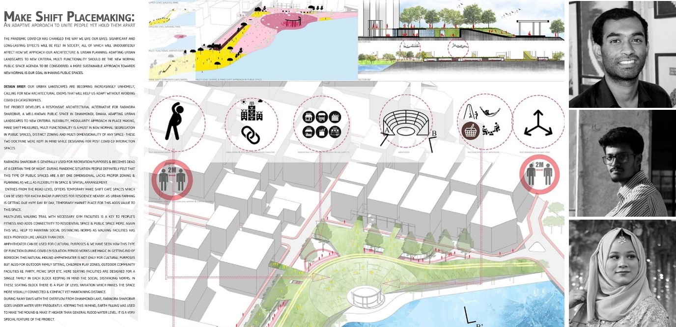 Mehedi Hasan Emon, Mashuk Hasan Nabil , Halima Khatun, student of ARCH 02 Batch, received “Gold Mention” in an architectural idea competition